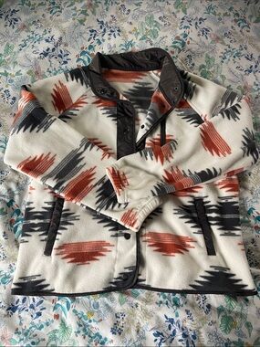 Cream Aztec Pattern Fleece Jacket